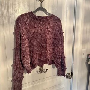 Purple Chunky Knit Crew Neck Sweater